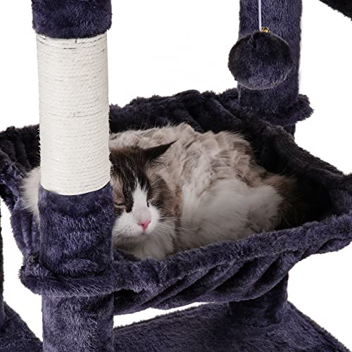 Heybly Cat Tree for Large Cats 20 lbs, 69 inches XXL Cat Tower HCT031G - color: Smoky Gray, size: 69 inch