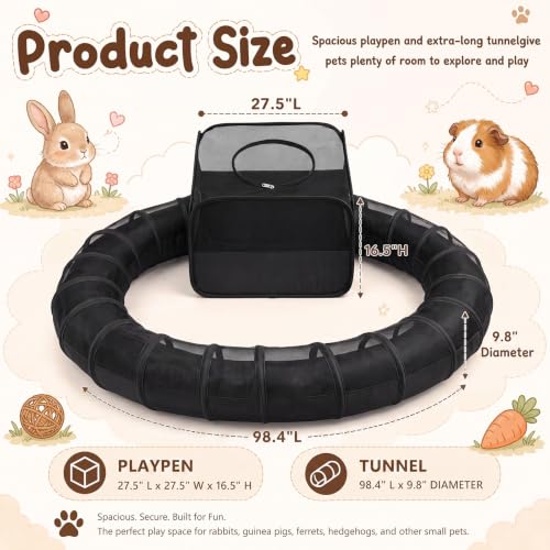Lewtemi Large Guinea Pig Playpen with Tunnel Ferret Playpen with Carry Bag