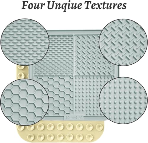 MateeyLife Lick Mat for Dogs & Cats, Slow Feeder Licking Pads for Boredom - color: Gray&Beige, size: 6"x6"
