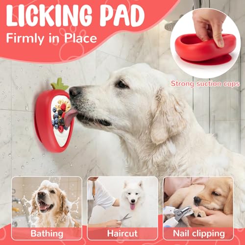 Freeze Dog Lick Bowl, Animire Non-Slip Slow Feeder Lick Mat for Dogs, Silicone Dog Enrichment Bowl for Distraction Anxiety Relief Boredom, BPA Free, Dishwasher Safe(Red,L) - color: B- Red, size: L