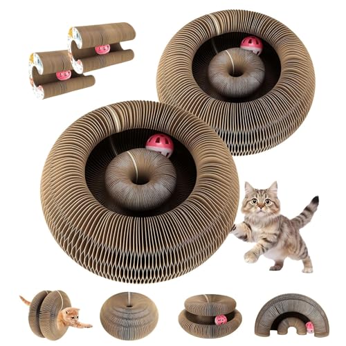 Cardboard Cat Toy, Foldable & Reversible Cat Scratching Board Scratcher Pad - color: Cat Design - 2 Pack