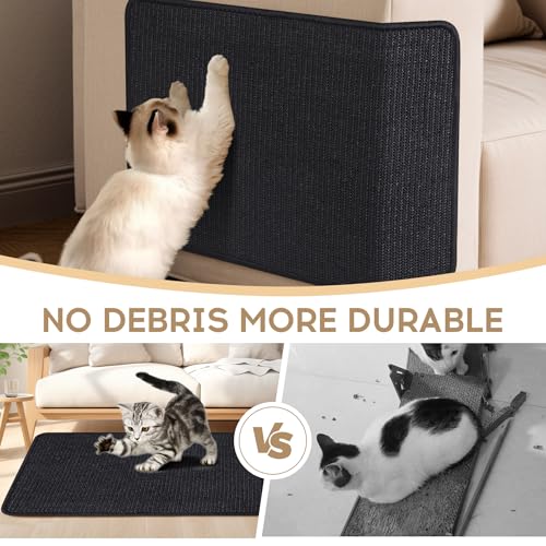 Cat Scratch Furniture Protector Pad Sisal Mat for Couch Scratching Board - color: Black