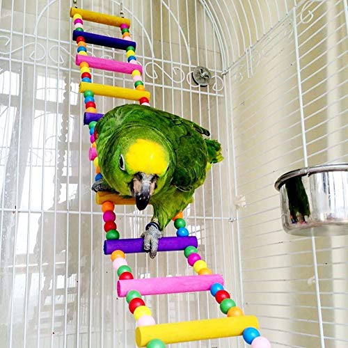 Litewoo Wood Bird Ladder Bridge, Climbing Parrot Swing for Cage