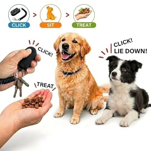 Dog Training Clicker and Whistle Set, 2-in-1 Positive Reinforcement Tool for Puppies, Dogs and Cats, Behavior Correction Device, Dog Training Tool Kit, Black