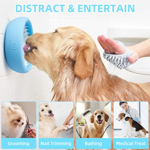 Dog Lick Bowl, Bestalk Anxiety Relief Lick Mat for Dogs, Non-Slip Freeze Licking Bowl Enrichment Puzzle Feeder for Distraction, BPA Free Silicone, Dishwasher Safe (Light Blue,S) - color: Light blue, size: Small