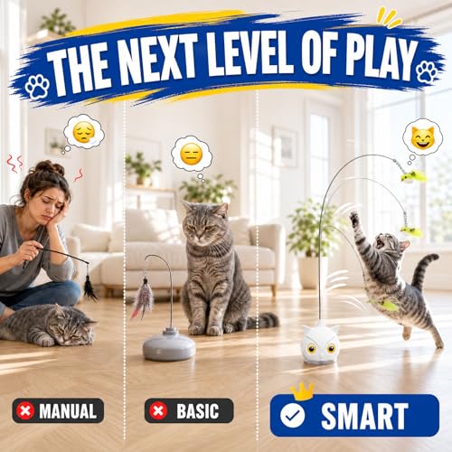 CATPICK Interactive Cat Toy for Indoor Cats, Automatic Flying Bird Toy - color: White
