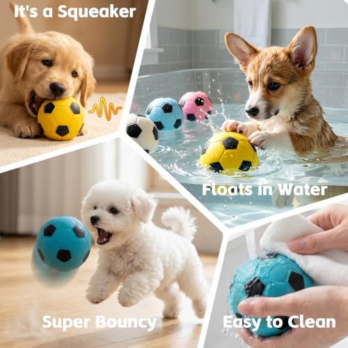 4 Pack 2 Inch Squeaky Dog Soccer Ball Toys, Soft Latex for Small Dogs - size: 4