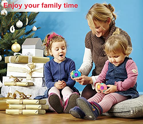 Vdealen Magic Rainbow Puzzle Ball, Fidget Ball Puzzle Brain Teaser Fidget Toy for Boys & Girls- Birthday Party Easter Valentines Christmas Stocking Stuffers for Kids Teen & Adults-2 Pack - color: Blue&pink