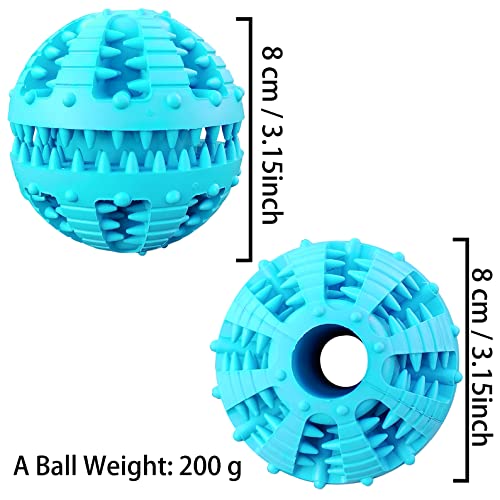 2 Pcs Dog Toy Teeth Ball,Dog Puzzle Toy,Treat Dispensing Dog Toys,Non Toxic Tear Resistant Natural Rubber Toy Ball for Pet Teeth Cleaning/Chewing/Playing/Training (Blue+Blue, 3.15in) - color: Blue+Blue, size: 3.15in