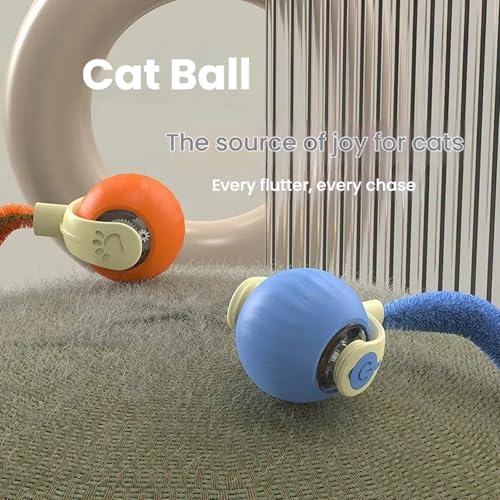 Interactive Cat Toys for Indoor Cats,Automatic Moving Kitten Toys,Cat Balls - color: 1 Blue +1 Orange