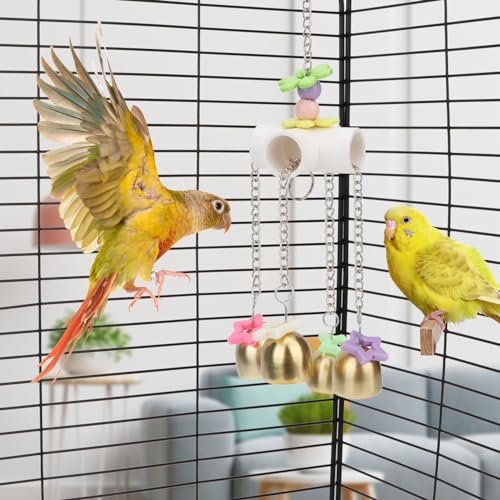 Wontee Bird Parrot Bells Toy with Sweet Sound for Parakeet Cockatiel, B - style: B (Bird Bell Toy)