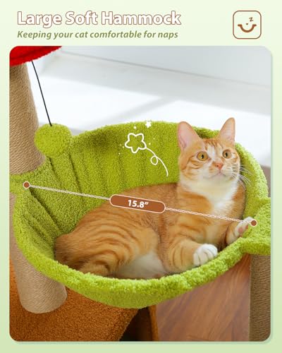 MUTTROS 35" Flower Cat Tree for Kittens with Hammock & Sisal Posts, Brown - color: Forest Brown, size: 35" Upgraded Flower Cat Tree