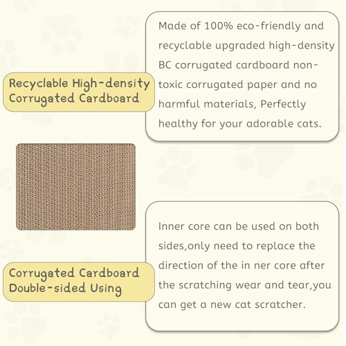 Cat Scratcher Cat Scratch Pad L Shape Wall Mounted Dual Use (Vert/Horiz) Kitten Bunifa Scratching Card Board Vertical Post with Ball Toys Feathers (Cat Scratching Post Accessories)