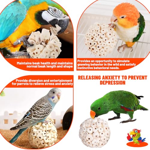 12 Pack Bird Toy Sola Balls, Natural Parrot Soft Chew Shredding & Foraging Toy, Bird Foot Balls for Cockatiel Conure Quaker Budgie Parakeet Bunny Guinea Pig Chinchilla Rabbit - size: 12