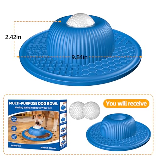 Multi-Purpose Silicone Slow Feeder & Lick Mat for Dogs & Cats (Blue) - color: Blue