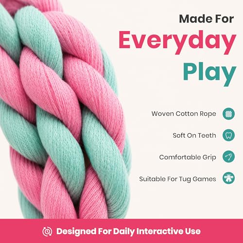 Dog Rope Toy 5 Pack, Durable Cotton Tug and Chew Toys for Puppy Teething, Training and Everyday Play, Woven from Soft Natural Cotton That Is Gentle on Growing Teeth, for Small and Medium Breed Dogs