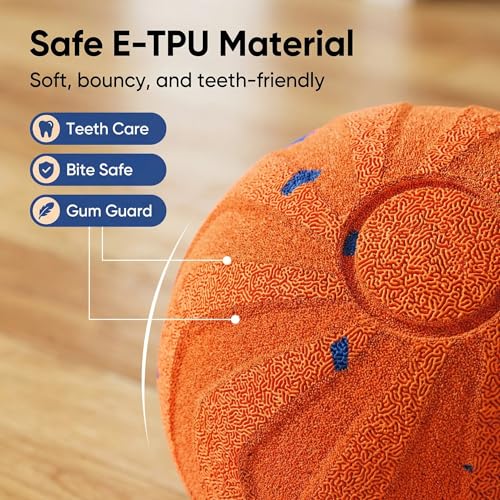 Interactive Dog Ball, 2 Modes Automatic Dog Toy, IPX7 Waterproof - color: Orange-1