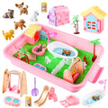 Aprilwolf 21 PCS Pet Sensory Bin, Dog & Cat Sandbox with Sand & Box