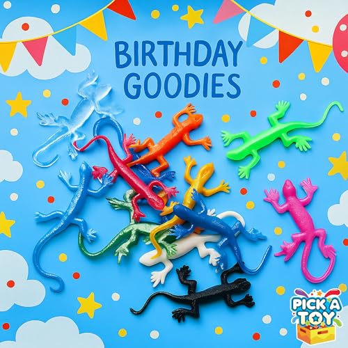 36 Set Sticky Gecko Lizard Toy Party Favor Slingshot, Stretchy Climbers On Wall for Kids, Goodie Bags Party Favors & Pinata Mini Toys Ages 5-12 - style: Gecko (36 Sets)
