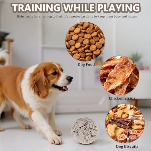 Light Brown Snuffle Ball for Dogs, Slow Feeder Mental Enrichment Toy for Small, Medium Dogs, Discreet Color Interactive Puzzle Game for Anxiety Relief & Indoor Fun, Machine Washable - color: Light Brown, size: Medium