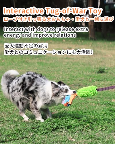 SCHITEC Tug Toy for Dogs, [2 Pack] Bungee Tug of War Squeaky Rope Toys for Exercise & Interactive Play Games, Puppy Training Pull Toy for Small Medium Large Dog - style: Artificial Wool+Short Handle, Chenille+Short Handle,
