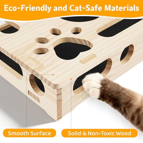 Cat Scratch Puzzle Enrichment Box with 3 Balls & 2 Feather Wands
