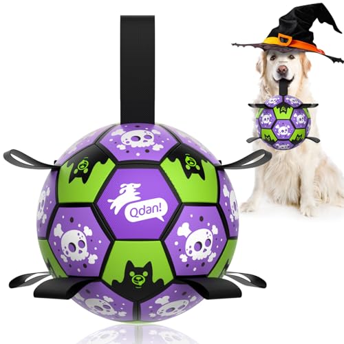 QDAN Halloween Dog Toys Balls with Straps, 8 Inch Large Dog Herding Balls - color: Halloween, size: Large Size 3 (8 Inch)