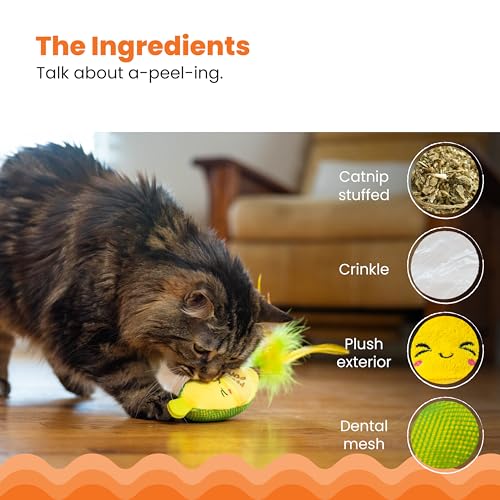 Catstages Kicker Peelin' Good Banana Dental Cat Toy with Catnip, 8" - color: Banana Kicker
