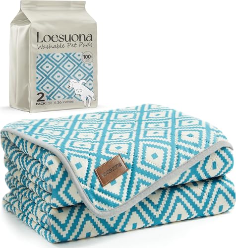 Washable Pee Pads for Dogs , 2 Pack Ultra-Absorbent Reusable Puppy Pads with Waterproof & Non-Slip Backing, Leak-Proof Protection for Dog Training , Crates , Whelping & Playpens ( 31"x36" ) - size: 31x36Inch (Pack of 2)