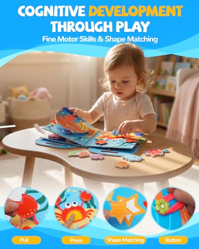 Busy Book for Toddlers 1-3, Busy Board for 1 Year Old, Quiet Books - style: Ocean