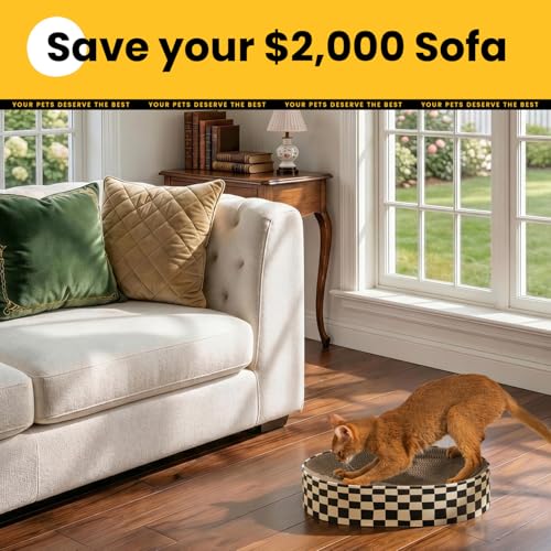 Conlun Oval Cat Scratcher Bed Bowl Lounge for Kittens | Medium | 2 Pack - color: Checkerboard, size: 2 Pack-Medium(16.9"L x 12.9"W x 3.5"Th)