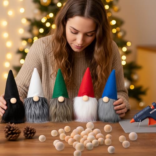 Tudomro 45 Pcs Halloween Gnome Beards Nose for Crafting Gray, White - color: Gray, White