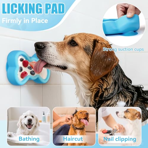 Lick Mat for Dogs, Animire Anti-Spilled Bow Tie Lick Bowls for Anxiety Relief, Silicone Slow Feeder Licking Pad with Suction Cups, Freezeable Dog Enrichment Toy for Boredom(Light Blue,S) - color: A-Light blue, size: S