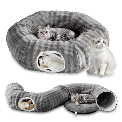 Bubble Round Cat Tunnel for Indoor Cats, Grey - color: Grey, size: Round