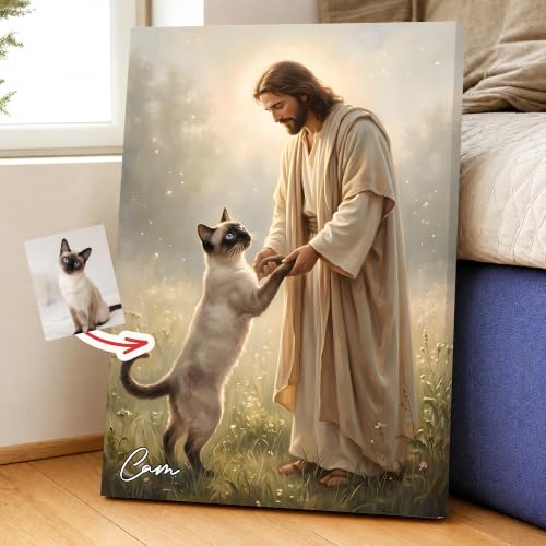 KiKiLuna Personalized Jesus and Pet Memorial Canvas Wall Art - color: Design06