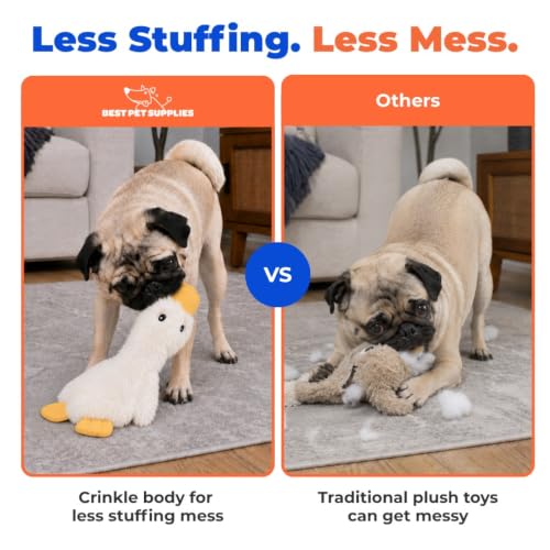 Best Pet Supplies Interactive Squeaky Dog Toy - Crinkle Duck, White - color: Crinkle Duck (White), size: Large