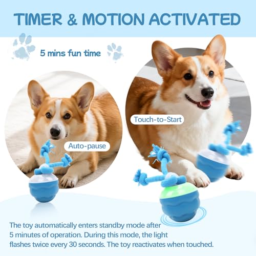 Goosheep 2026 New Interactive Dog Toys, Automatic Moving Dog Ball for Medium/Large Dogs, Interactive Smart Rolling Dogs Toy Ball with Light Up to Keep Them Busy(Blue) - color: Blue