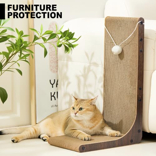 2-Pack L-Shaped Cat Scratching Board Cardboard Cat Scratcher - size: 23.6 Inch 2-Pack Walnut Color