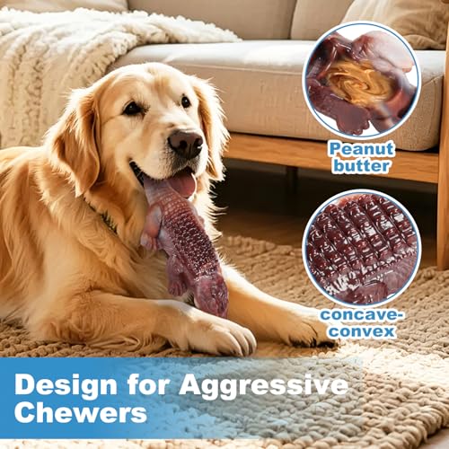 Durable Nylon Dog Toy for Aggressive Chewers - Interactive Nylon Chew Set with Massage Bumps | Tough Dog Toys for Teething Puppies & Large Breeds (Crocodile) - color: Crocodile