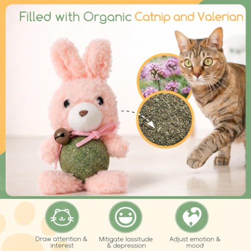 Cat Toys with Catnip Kitten Chew Bite Supplies Boredom Relief Fluffy Kitty Teeth Cleaning Chewing Cat Lovers Interactive Plush Gift (New Rabbit) - color: New Rabbit
