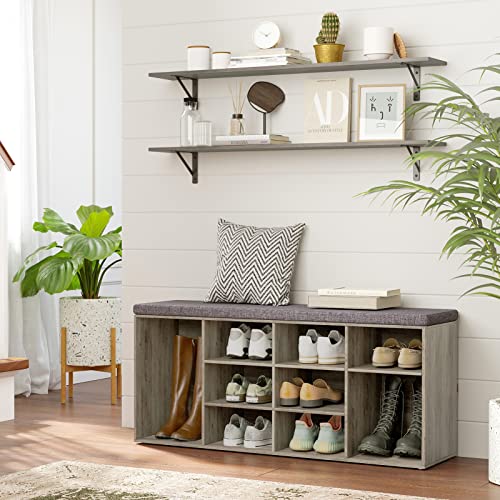 DINZI LVJ Long Wall Shelves, 55.1Inch Wooden Floating Shelves with Brackets - color: Grey Wash, size: 55.1 Inch