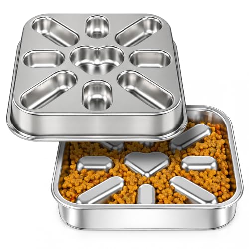 Slow Feeder Dog Bowls with Non-Slip Mat, Stainless Steel Metal Slow Feeder for Small & Medium Dogs, 2.5 Cups Pet Bowl for Fast Eaters, Slows Down Eating, Dishwasher Safe, Anti-Gulping Dog Bowl - size: 2.5 Cup Single Pack