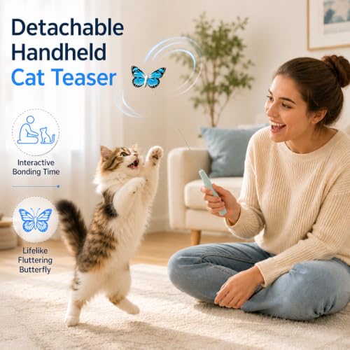 Fluttering Butterfly Interactive Automatic Electric Cat Teaser Wand Toys