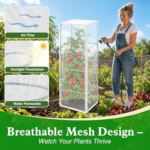 6 Pcs 57"X17.7"X17.7" Square Tomato Netting with Zipper, Insect Cover - size: Square-6PCS