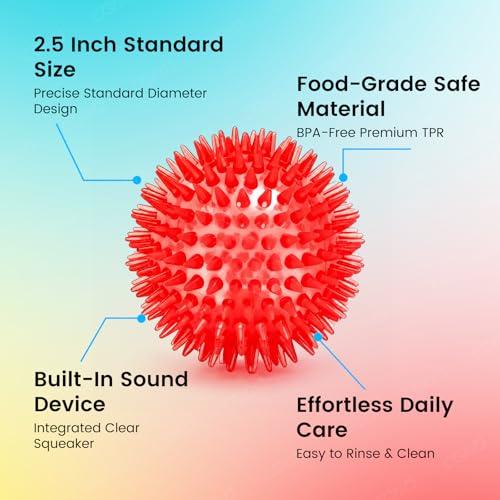 2.5" Squeaky Spiky Dog Balls, 6 Pack Teething Chew Toys for Small Dogs - color: Multi-colored, size: Small（6Pack）