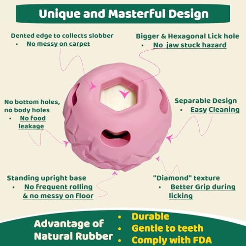 Large Pink Frozen Treat Ball, Interactive Anxiety Relief Puzzle Chew Toy - color: Pink, size: Large