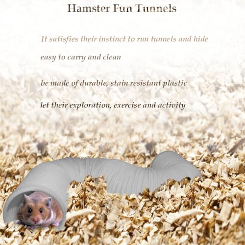 PINVNBY Plastic Tunnel for Guinea Pigs,2 Pcs Foldable Hamster Tunnels Collapsible Hamsters Fun Tube Small Animal Exercising Training Hideout Tubes for Gerbils Rats Mice Ferrets(Gray) - color: 【Grey】