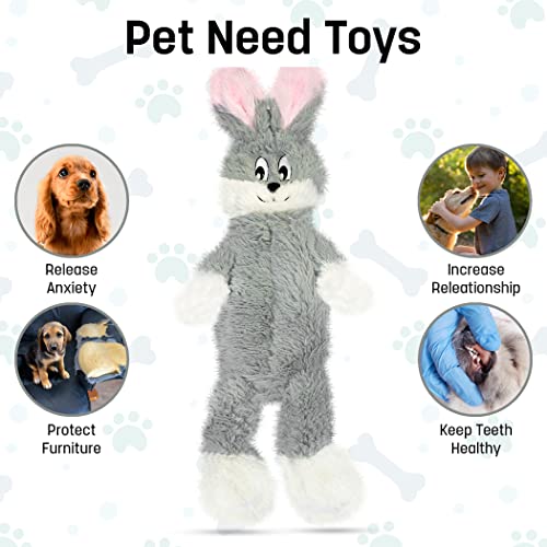 FGA MARKETPLACE Frog-Grey Rabbit Flat NO Stuffing NO Squeak Plush Dog Toy, Funny Style Will Entertain Your Pet for Hours, Recommended for Small and Medium Dog 21 INCH Long - color: FROG GREY RABBIT