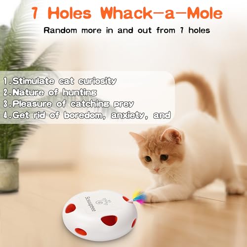 Rechargeable Interactive Cat Toy, White - color: White