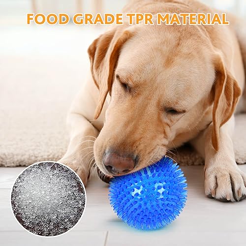 petizer 2-Pack 4.5" Squeaky Dog Toy Balls, Floating Dogs Pool Balls, Dog Spiky Balls, Interactive Fetch Toys for Puppy, Dog Chew Toys (4.5", Large Dogs) - color: Red+Blue, size: 4.5"(Large Dog)